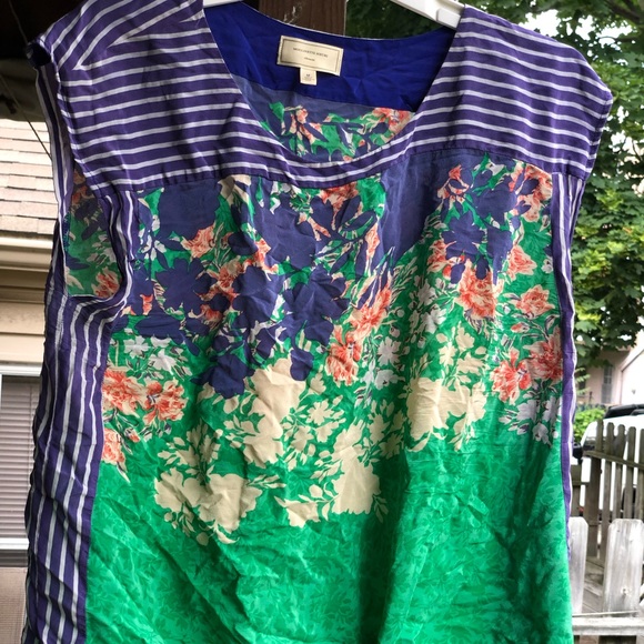 Anthropologie Moulinette Souers silk boxy top size M - fits 20” flat across bust - Picture 3 of 4